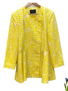 Yellow Patterned Women's Blazer Jacket Size 18